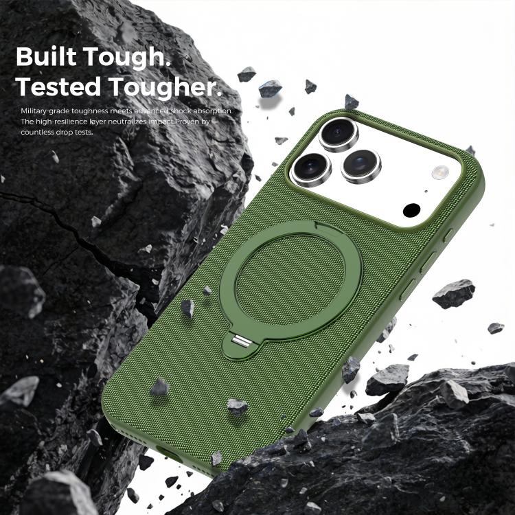 For iPhone 17 Pro Tech Fabric 360 Rotation Holder Magnetic Phone Case with AI Camera Button
