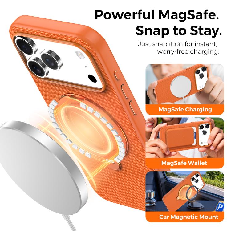 For iPhone 16 Tech Fabric 360 Rotation Holder Magnetic Phone Case with AI Camera Button