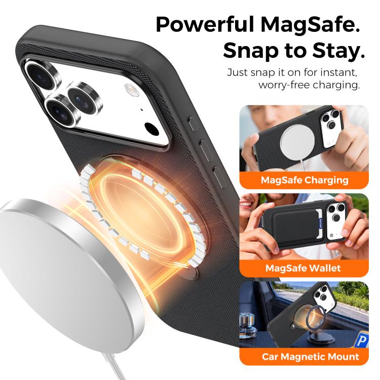 For iPhone 16 Tech Fabric 360 Rotation Holder Magnetic Phone Case with AI Camera Button