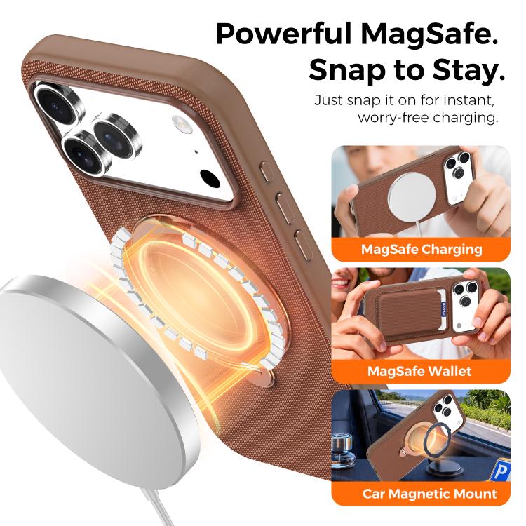 For iPhone 16 Tech Fabric 360 Rotation Holder Magnetic Phone Case with AI Camera Button