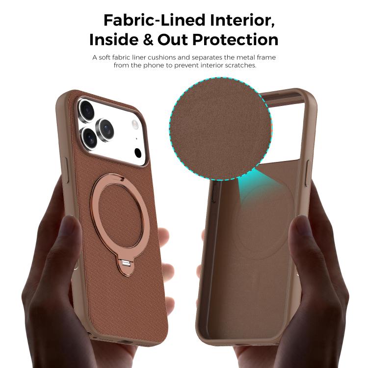 For iPhone 17 Tech Fabric 360 Rotation Holder Magnetic Phone Case with AI Camera Button