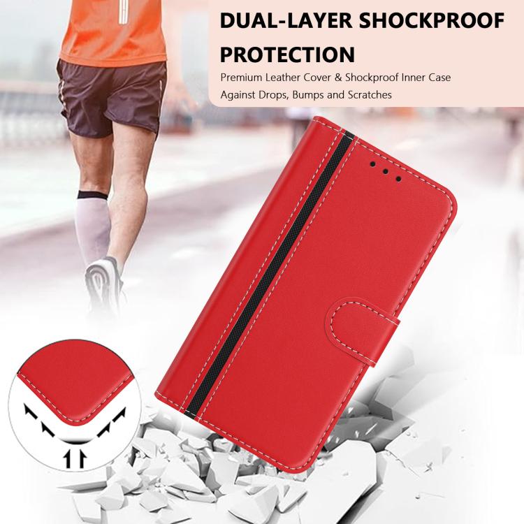 For Oukitel C60 Color Block Card Slots Vegan Leather Phone Case