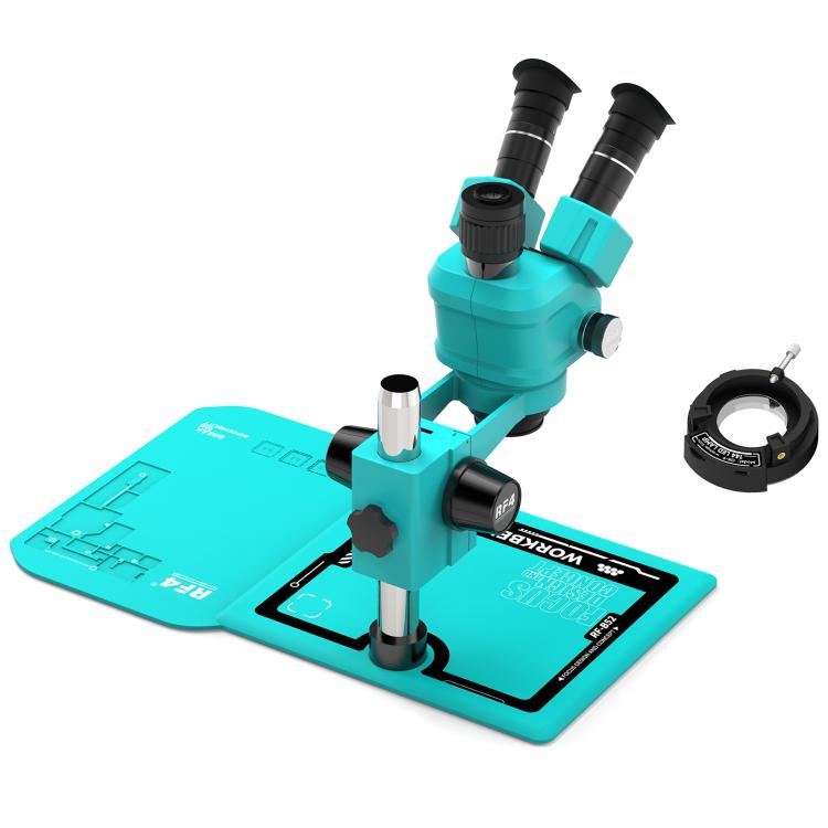RF4 RF-55PM-B52 6.5-55X Synchronous Zoom Trinocular Stereo Microscope - Blue