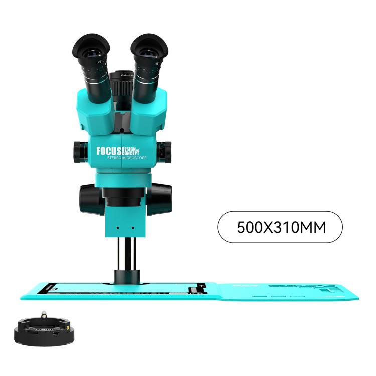 RF4 RF-55PM-B52 6.5-55X Synchronous Zoom Trinocular Stereo Microscope - Blue