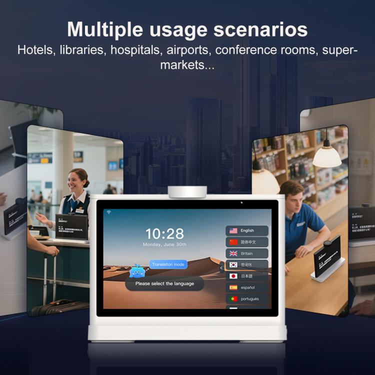 T10 Desktop 10-inch Dual-Screen AI Smart Translator - White