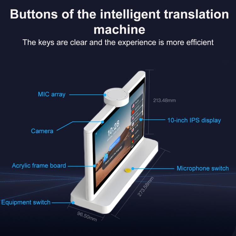 T10 Desktop 10-inch Dual-Screen AI Smart Translator - White