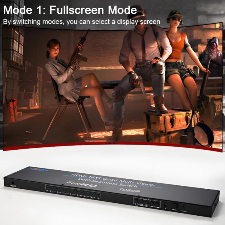 NK-816 HDMI 16x1 Multi-Viewer Supports Seamless Switch 1080P - Black