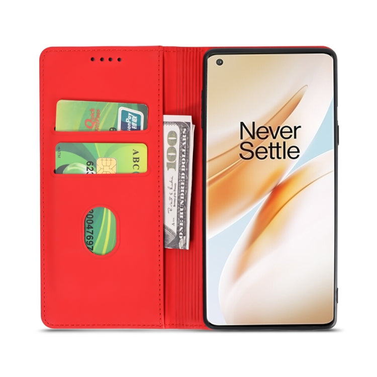 For OnePlus 8 Strong Magnetism Liquid Feel Horizontal Flip Leather Case with Holder & Card Slots & Wallet