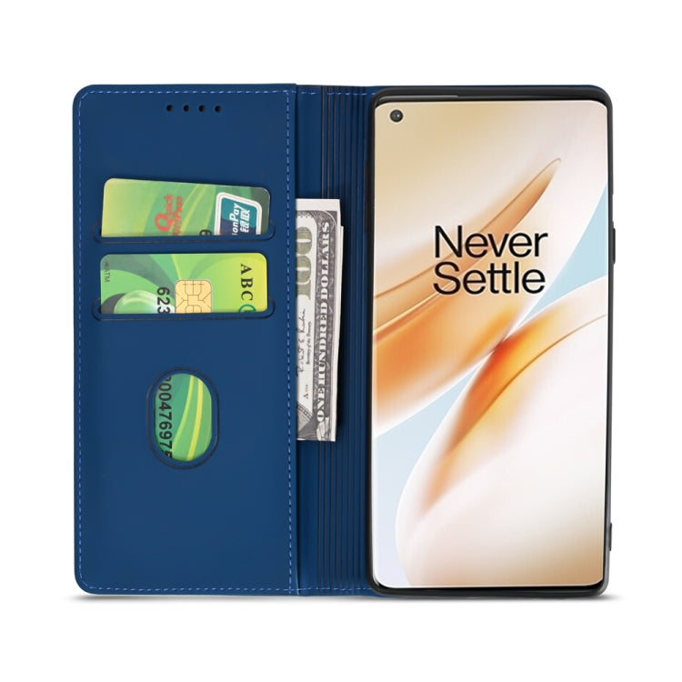 For OnePlus 8 Strong Magnetism Liquid Feel Horizontal Flip Leather Case with Holder & Card Slots & Wallet