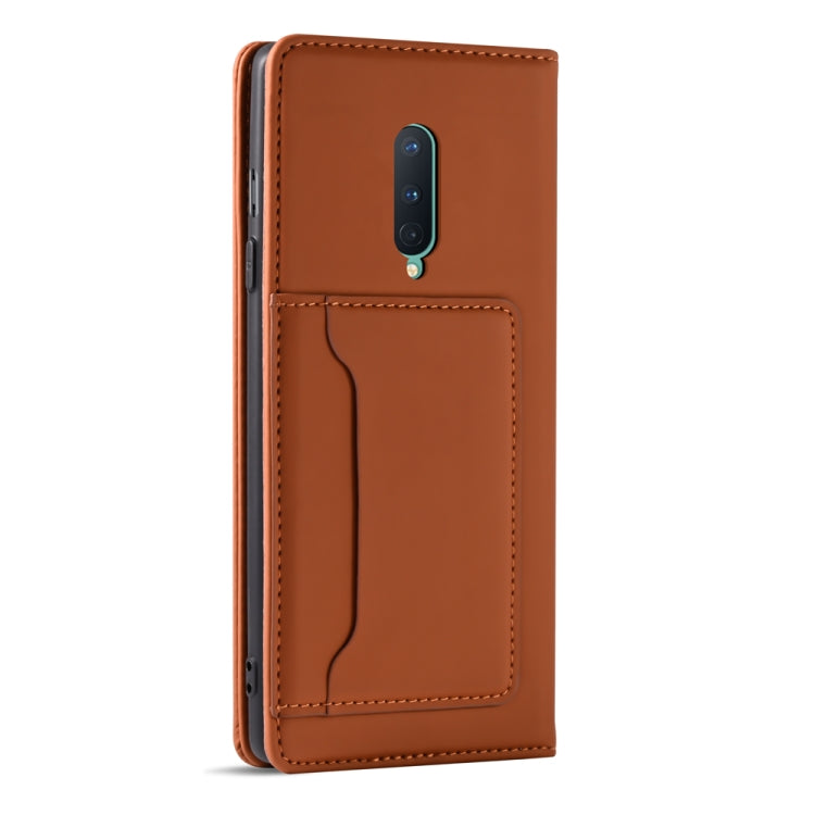 For OnePlus 8 Strong Magnetism Liquid Feel Horizontal Flip Leather Case with Holder & Card Slots & Wallet