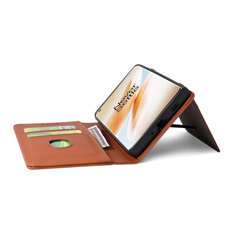 For OnePlus 8 Strong Magnetism Liquid Feel Horizontal Flip Leather Case with Holder & Card Slots & Wallet