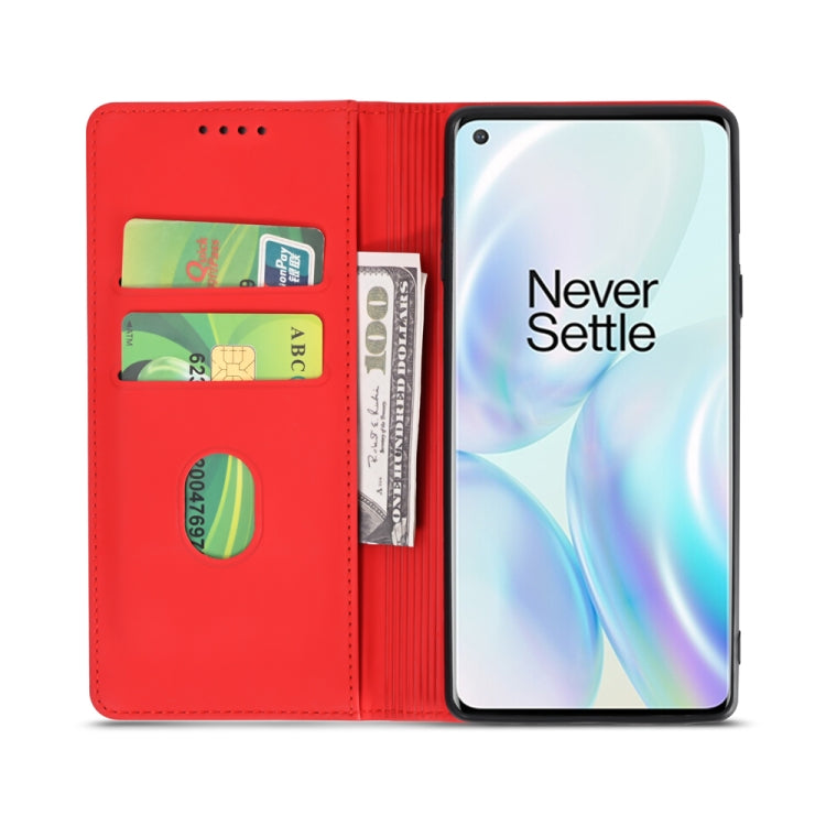 For OnePlus 8 Pro Strong Magnetism Liquid Feel Horizontal Flip Leather Case with Holder & Card Slots & Wallet