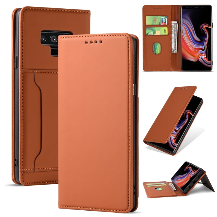 For Samsung Galaxy Note9 Strong Magnetism Liquid Feel Horizontal Flip Leather Case with Holder & Card Slots & Wallet