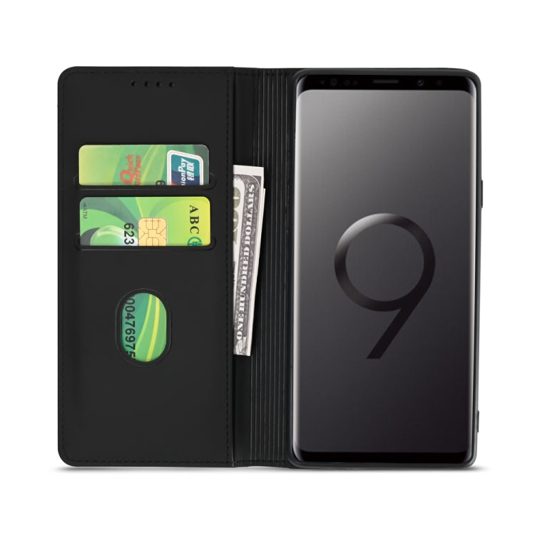 For Samsung Galaxy S9+ Strong Magnetism Liquid Feel Horizontal Flip Leather Case with Holder & Card Slots & Wallet