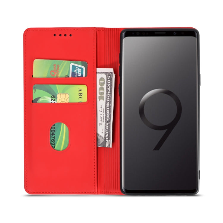 For Samsung Galaxy S9+ Strong Magnetism Liquid Feel Horizontal Flip Leather Case with Holder & Card Slots & Wallet