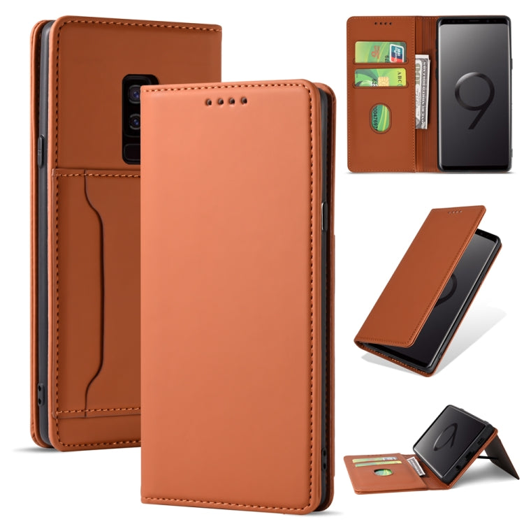 For Samsung Galaxy S9+ Strong Magnetism Liquid Feel Horizontal Flip Leather Case with Holder & Card Slots & Wallet
