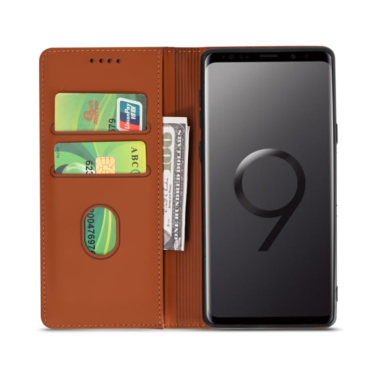 For Samsung Galaxy S9+ Strong Magnetism Liquid Feel Horizontal Flip Leather Case with Holder & Card Slots & Wallet