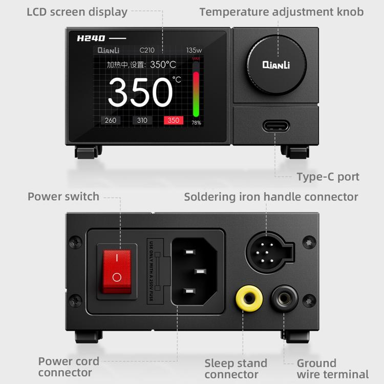 QIANLI H240 240W Smart Soldering Station with HX1 All-in-One Sleep Stand, Plug:EU Plug