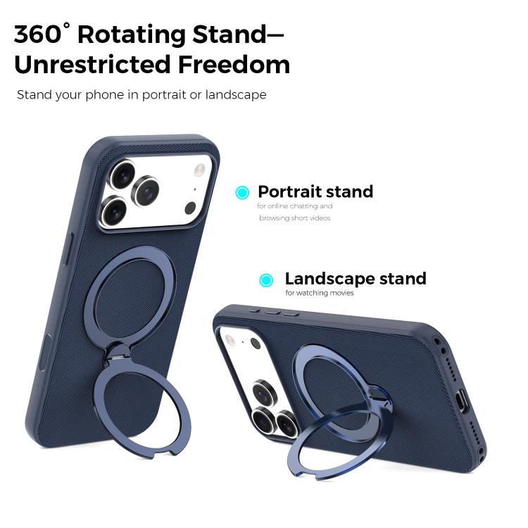 For iPhone 14 Pro Max Tech Fabric 360 Rotation Holder Magnetic Phone Case