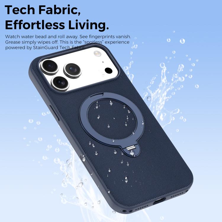 For iPhone 15 Pro Tech Fabric 360 Rotation Holder Magnetic Phone Case