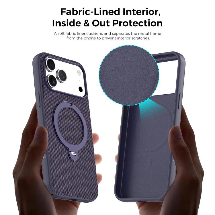 For iPhone 15 Pro Tech Fabric 360 Rotation Holder Magnetic Phone Case