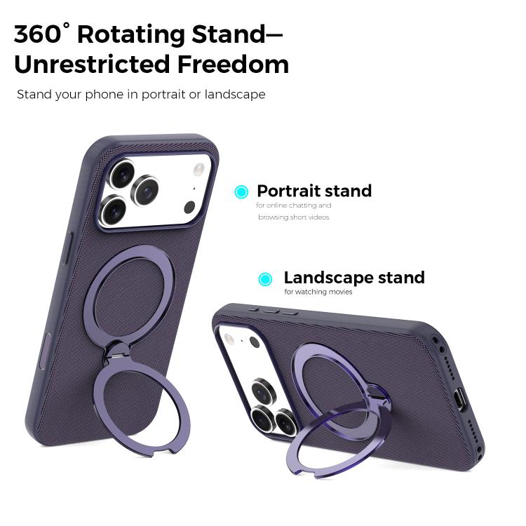 For iPhone 12 Pro Tech Fabric 360 Rotation Holder Magnetic Phone Case