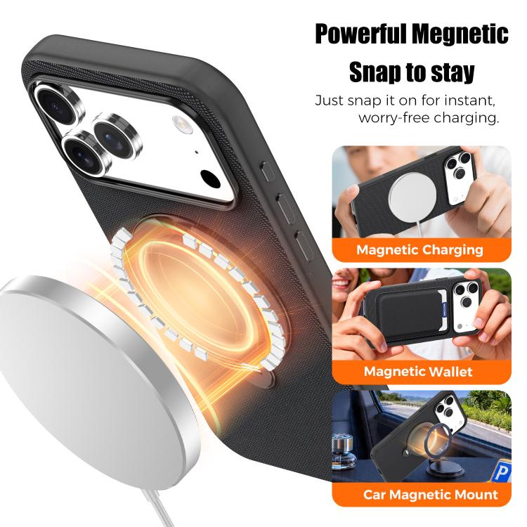 For iPhone 13 Tech Fabric 360 Rotation Holder Magnetic Phone Case