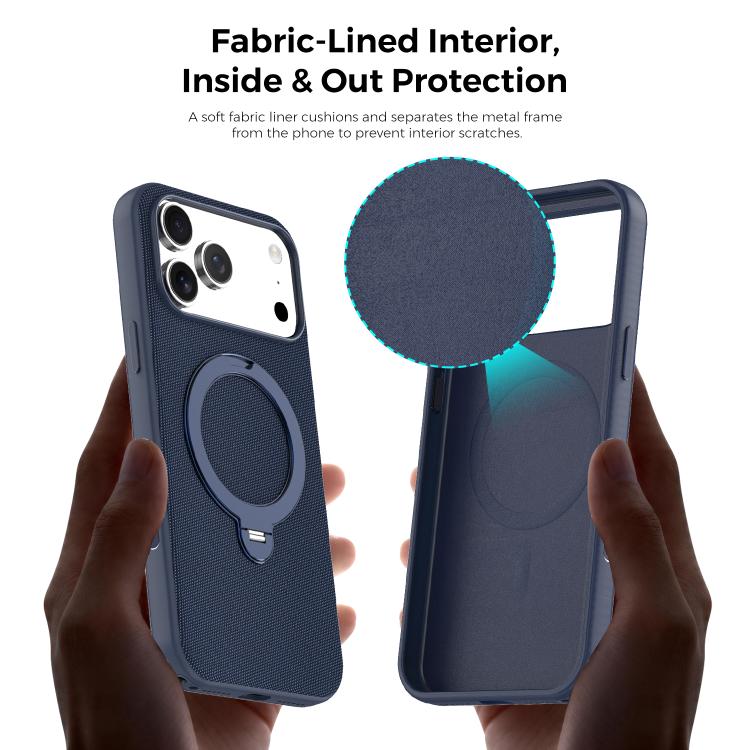 For iPhone 14 Tech Fabric 360 Rotation Holder Magnetic Phone Case
