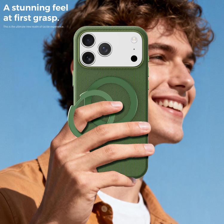 For iPhone 15 Tech Fabric 360 Rotation Holder Magnetic Phone Case