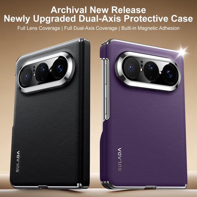 For Huawei Pura X Max SULADA Dual Axis Lens Full Coverage Vegan Leather Magnetic Phone Case