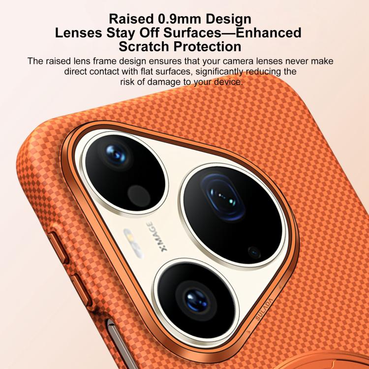 For Huawei Pura 90 Pro Max 5G SULADA Kevlar Grid Patterned Skin Feel Rotation Magnetic Holder Phone Case
