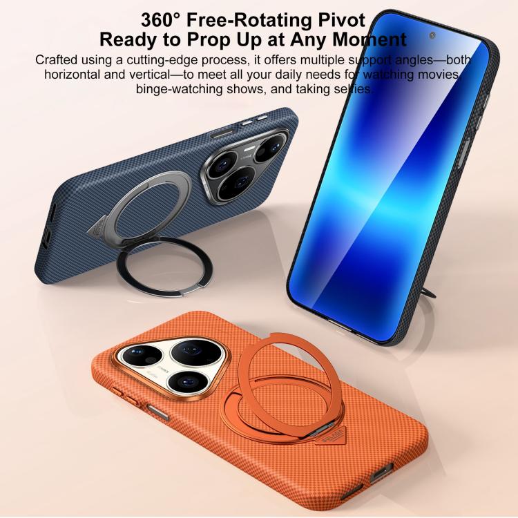 For Huawei Pura 90 Pro 5G SULADA Kevlar Grid Patterned Skin Feel Rotation Magnetic Holder Phone Case