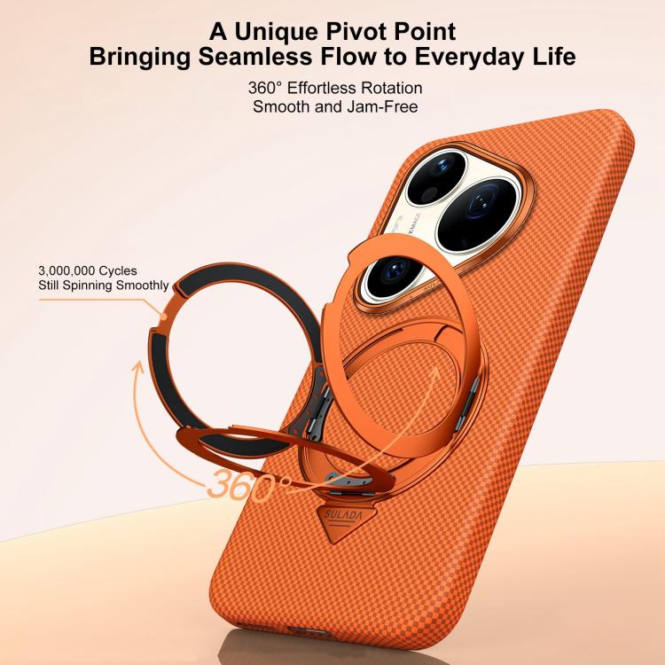 For Huawei Pura 90 Pro 5G SULADA Kevlar Grid Patterned Skin Feel Rotation Magnetic Holder Phone Case