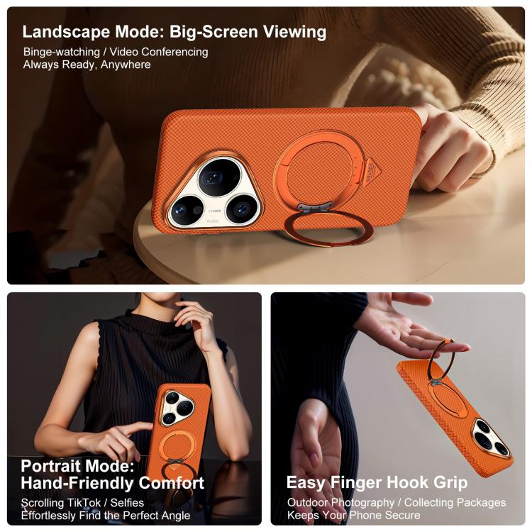 For Huawei Pura 90 Pro 5G SULADA Kevlar Grid Patterned Skin Feel Rotation Magnetic Holder Phone Case