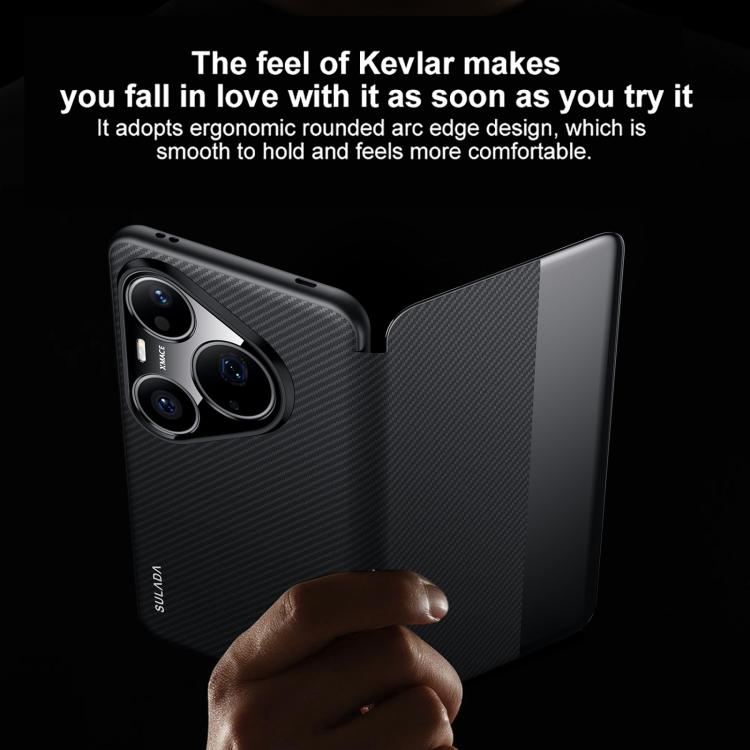 For Huawei Pura 90 Pro Max 5G SULADA Kevlar 600D Texture Smart Window Leather Phone Case