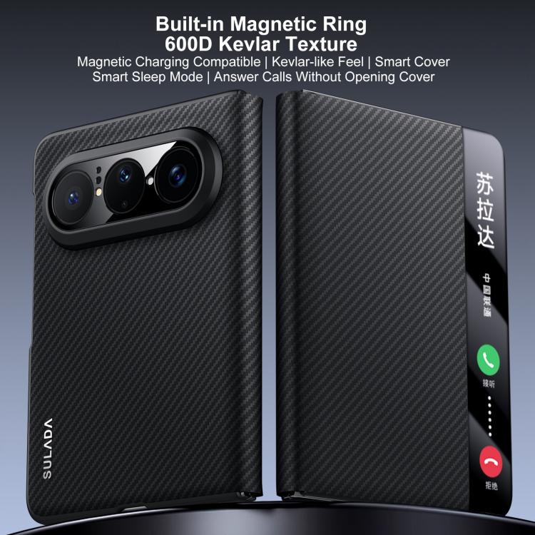 For Huawei Pura X Max SULADA Kevlar 600D Texture Smart Window Leather Phone Case