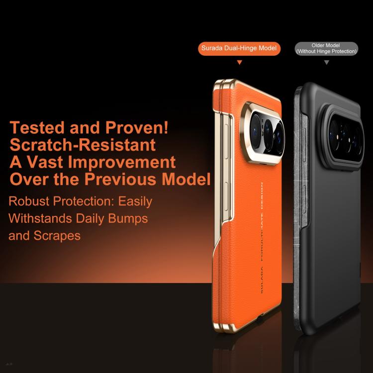 For Huawei Pura X Max SULADA Electroplated Frame Dual-Axis Magnetic Genuine Leather Phone Case