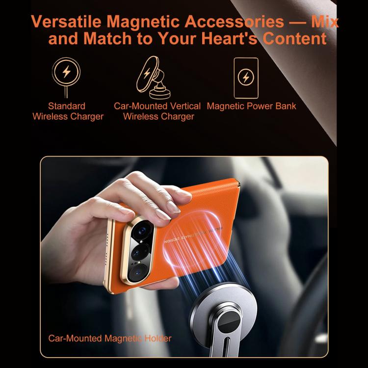 For Huawei Pura X Max SULADA Electroplated Frame Dual-Axis Magnetic Genuine Leather Phone Case