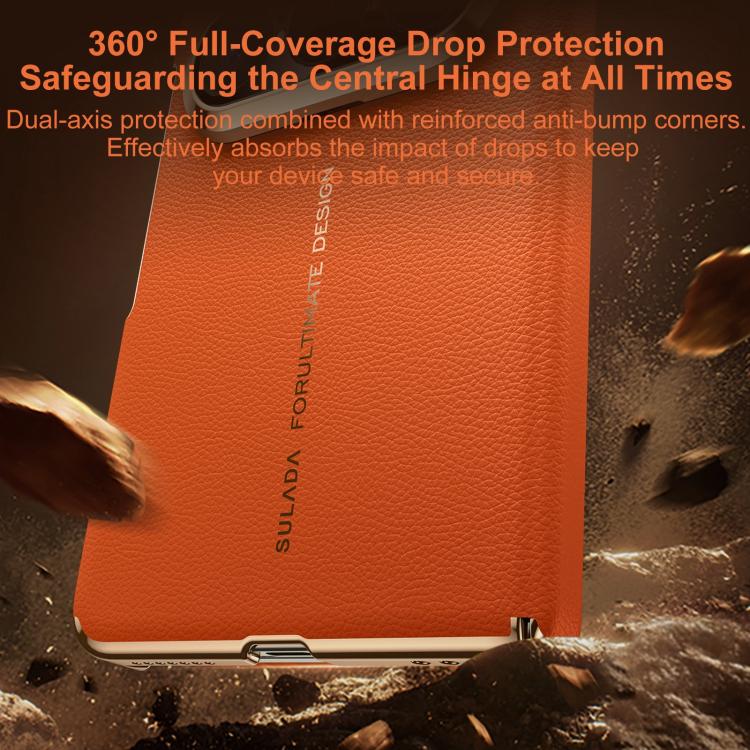 For Huawei Pura X Max SULADA Electroplated Frame Dual-Axis Magnetic Genuine Leather Phone Case