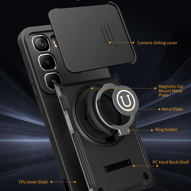 For Infinix Hot 60 Pro+ 4G Sliding Camshield Holder Magnetic Phone Case
