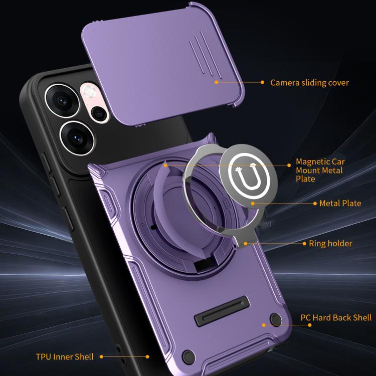 For OPPO Reno14 F / Reno15 F 5G Sliding Camshield Holder Magnetic Phone Case