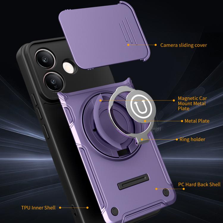 For vivo V60 Lite 4G Sliding Camshield Holder Magnetic Phone Case