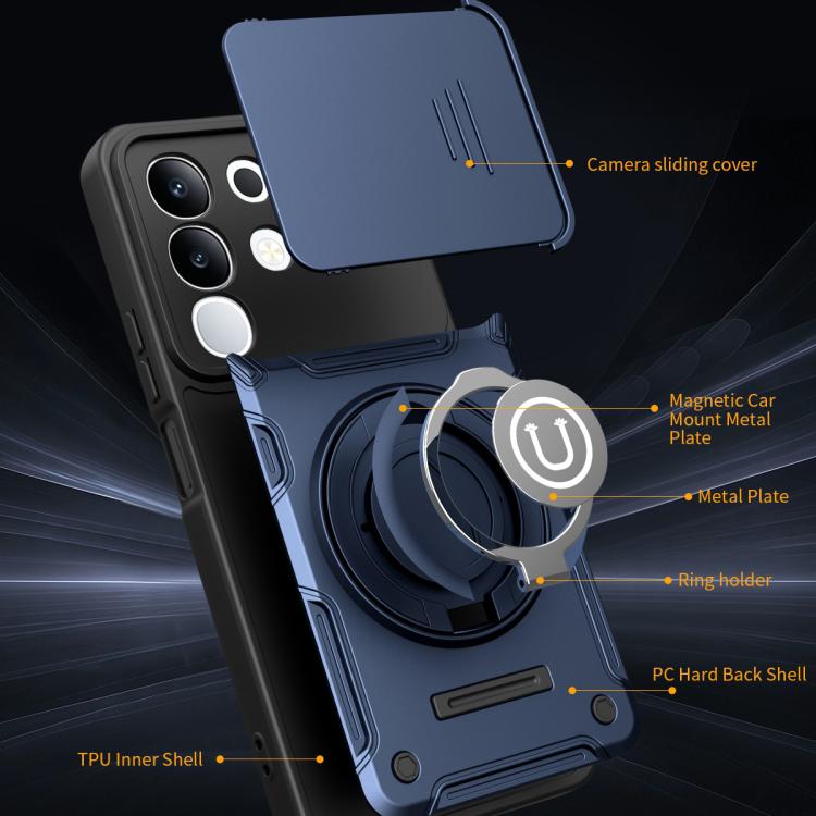 For vivo Y29 4G / Y31 Pro / T4x Sliding Camshield Holder Magnetic Phone Case