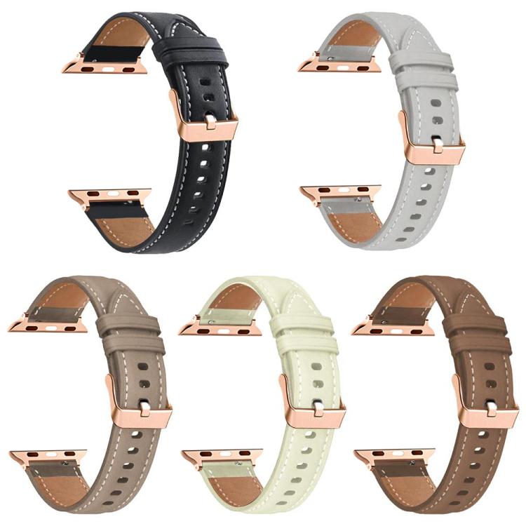 For Apple Watch 38 / 40 / 41 / S11 42mm 5 Pack xDfind Rose Gold Buckle Black Shark Fine Grain Vegan Leather Watch Band