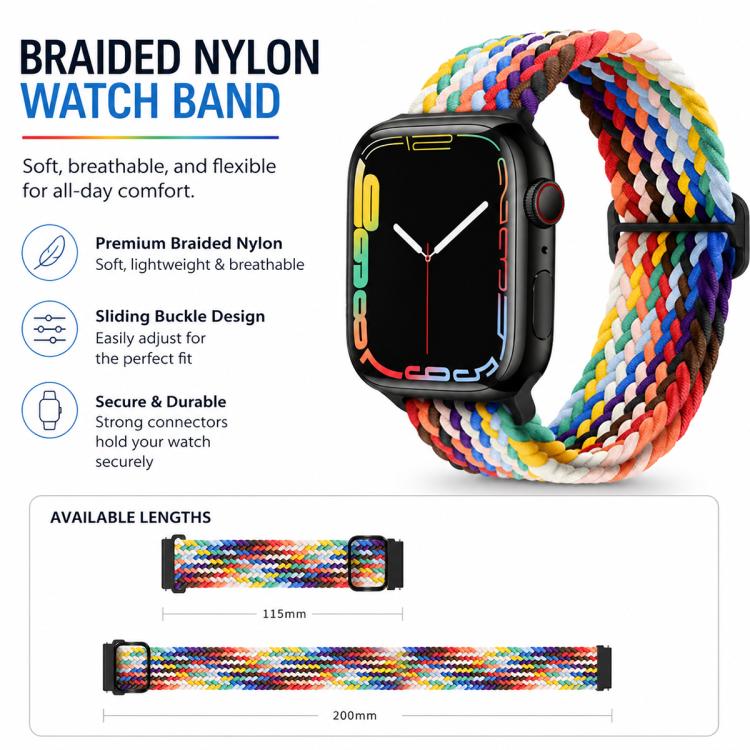 For Apple Watch 38 / 40 / 41 / S11 42mm 5 Pack xDfind Sliding Buckle Nylon Braided Watch Band