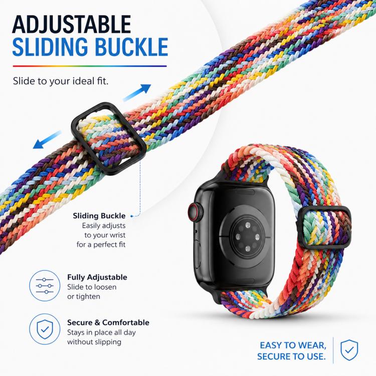 For Apple Watch 42 / 44 / 45 / 46 / 49mm 5 Pack xDfind Sliding Buckle Nylon Braided Watch Band