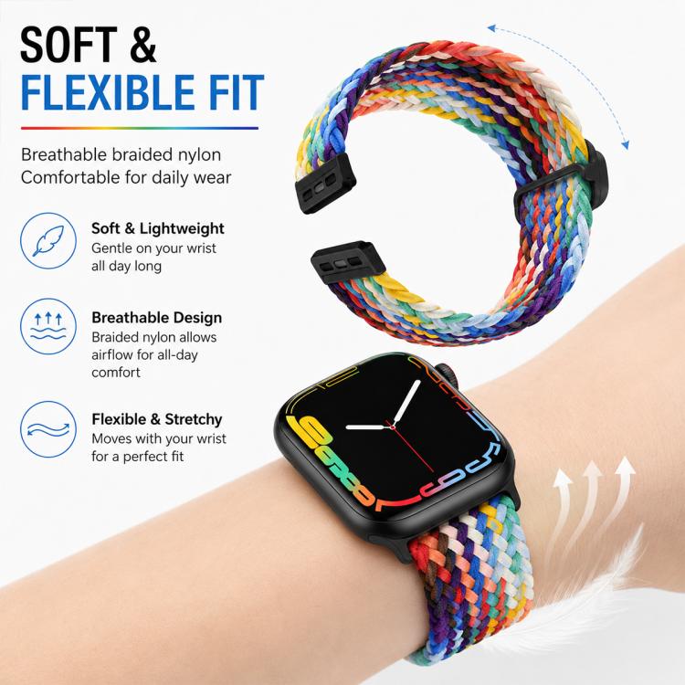 For Apple Watch 42 / 44 / 45 / 46 / 49mm 5 Pack xDfind Sliding Buckle Nylon Braided Watch Band
