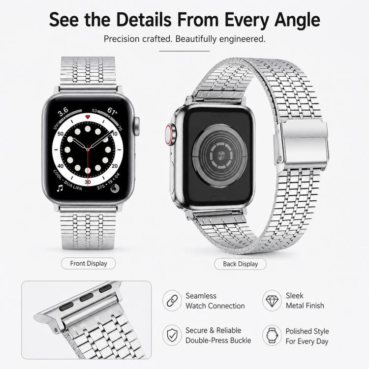 For Apple Watch 38 / 40 / 41 / S11 42mm 5 Pack xDfind Seven Beads Buckle Stainless Steel Watch Band