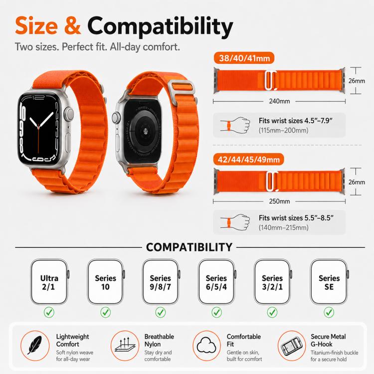 For Apple Watch 42 / 44 / 45 / 46 / 49mm 5 Pack xDfind Aline Nylon Loop Watch Band