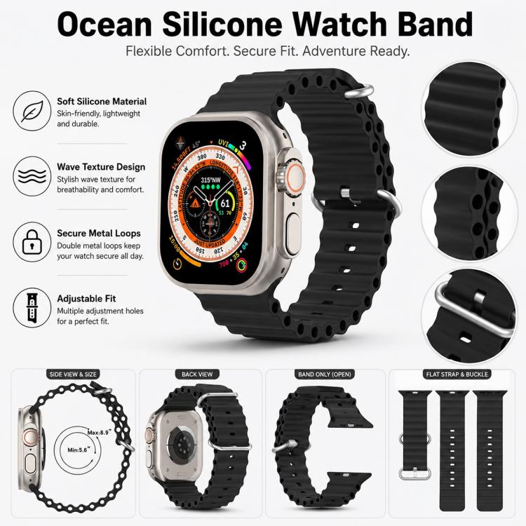 For Apple Watch 38 / 40 / 41 / S11 42mm 5 Pack xDfind Ocean Silicone Watch Band